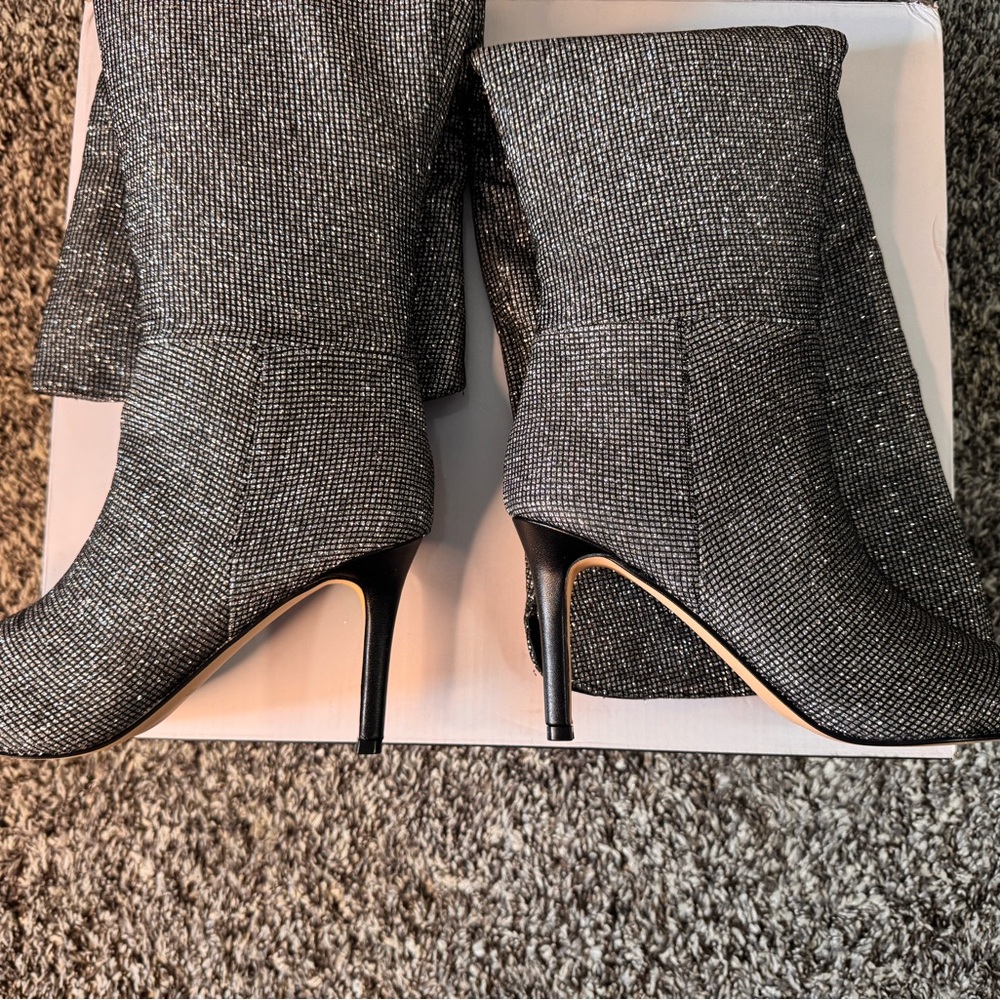 Nine West Women's Shimmer Heeled Boots - Silver - Picture 4 of 5